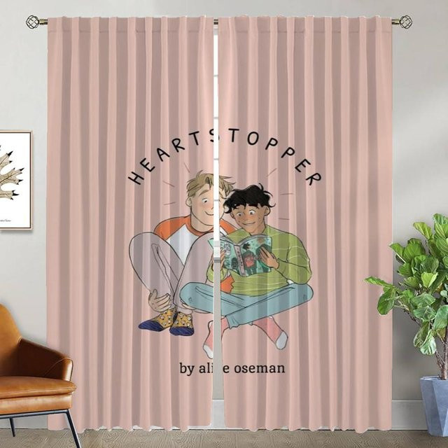 Heartstopper Raumteiler Vorhänge für dein Wohnzimmer, 2 Paneele, Farbe: Pink, Breite: 50 cm, Höhe: 70 cm - Bild 1