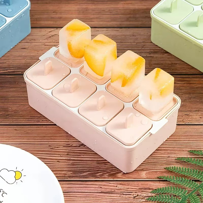WIKHOSTAR Eis am Stiel Form Set aus Kunststoff mit 8 Fächern in Grün für DIY Eislutscher - Bild 3