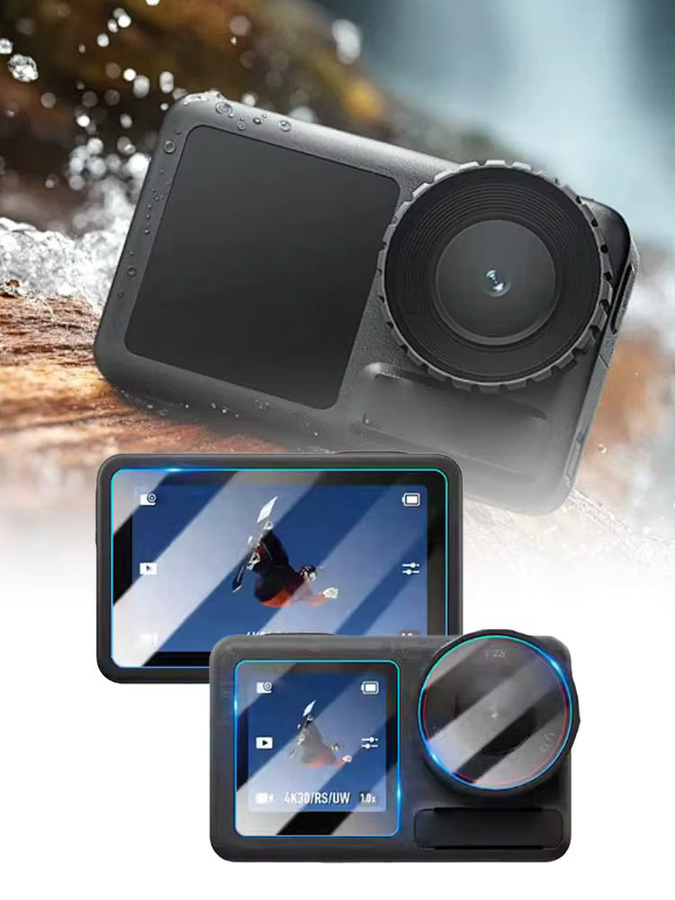 DJI Osmo Action 6 Panzerglas Schutzfolie mit gebogener Kante für das Display, transparent - Bild 5