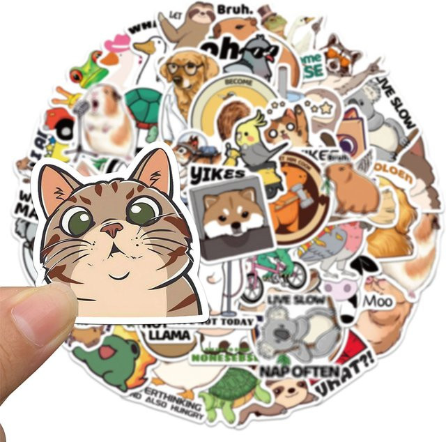 Rspctou Cartoon-Tier-Meme-Aufkleber, Sticker, 10/30/50 Stück - Bild 1