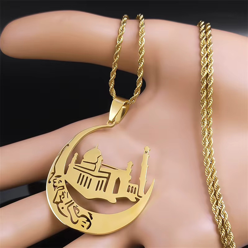 JYTF Halskette Crescent Moon, Edelstahl, Gold, Unisex - Bild 2