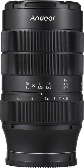 Andoer Festfokus-Kameraobjektiv 60 mm für Vollformat-Kameras mit RF Mount, Blende F2,8, Schwarz - Bild 1