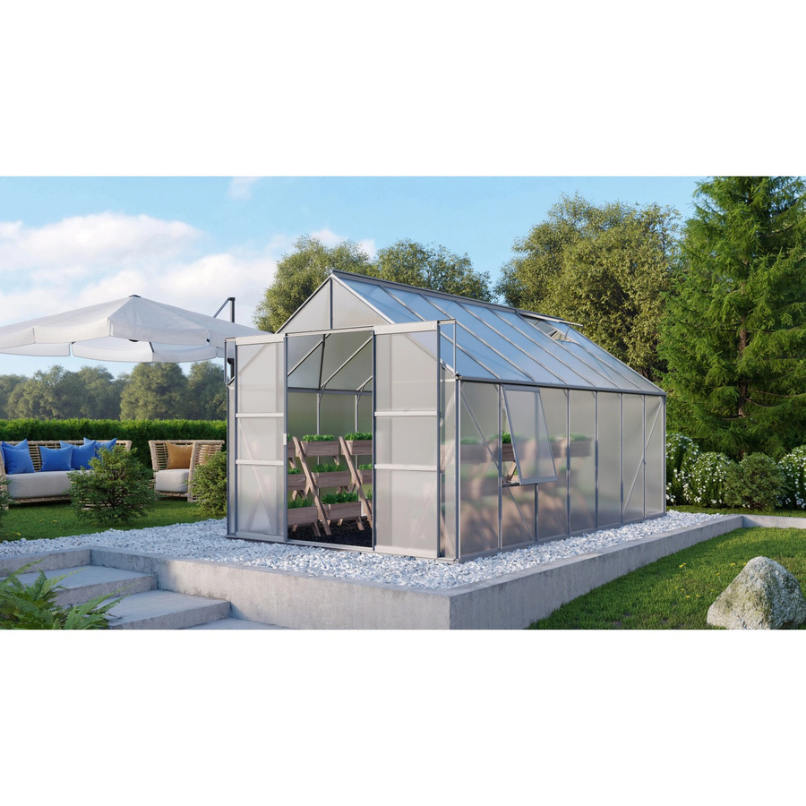 Vitavia Gewächshaus Meridian 2 mit Aluminium-Rahmen und Polycarbonat-Verglasung inklusive Vorzugsset - Bild 2