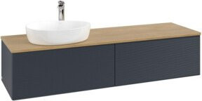 V&B Waschtischunterschrank Antao mit Frontstruktur in Eiche Honig, Wandhängend, Breite: 160 cm, Tiefe: 50 cm - Bild 1