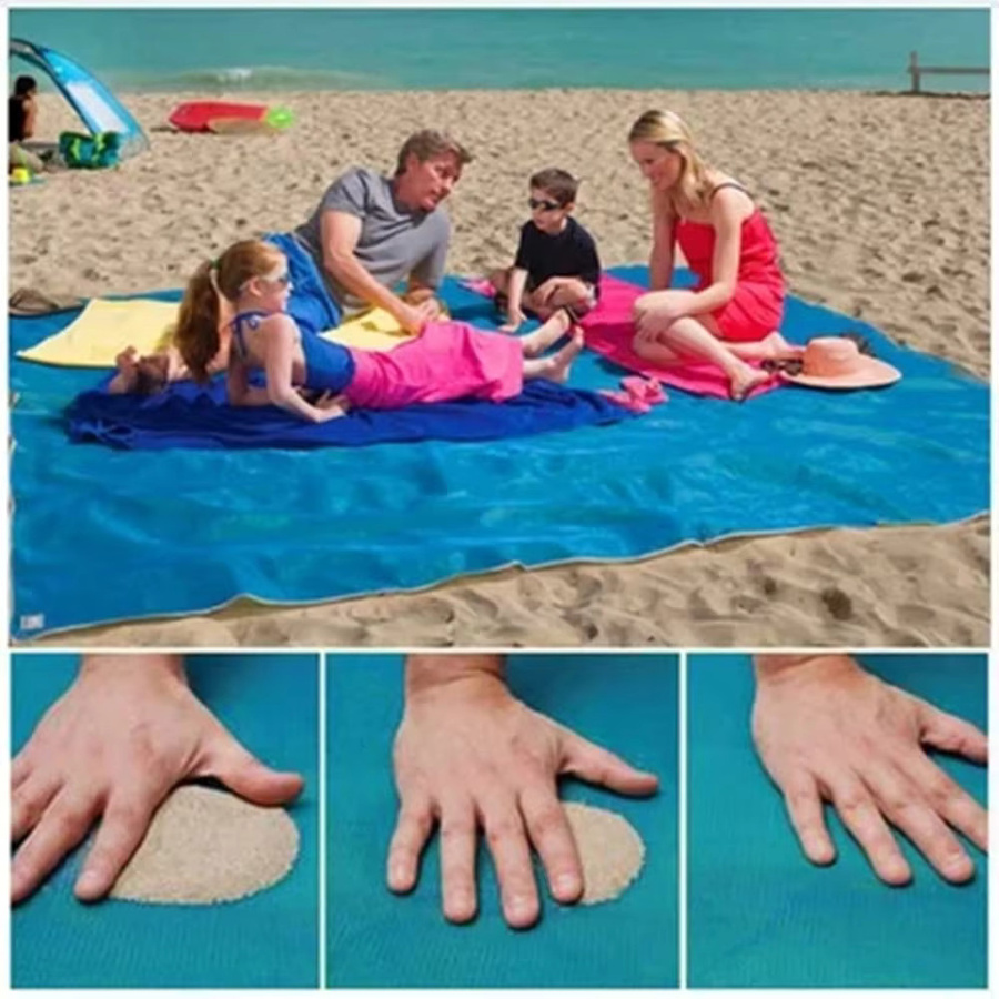 Sandfreie Stranddecke in Blau, schnelltrocknend und wasserdicht, leicht zu reinigen und kompakt für den Sommer - Bild 2