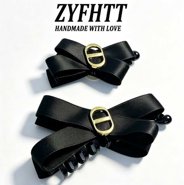 ZYFHTT Haarspange mit schwarzer Satinstoff-Schleife, Damen - Bild 1