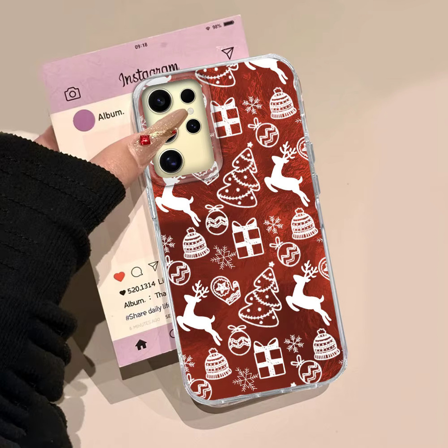 Handyhülle mit rotem Elch Motiv für Samsung Galaxy S24 S25 S23 S22 S21 S20 FE Ultra und Edge, TPU Cover - Bild 3