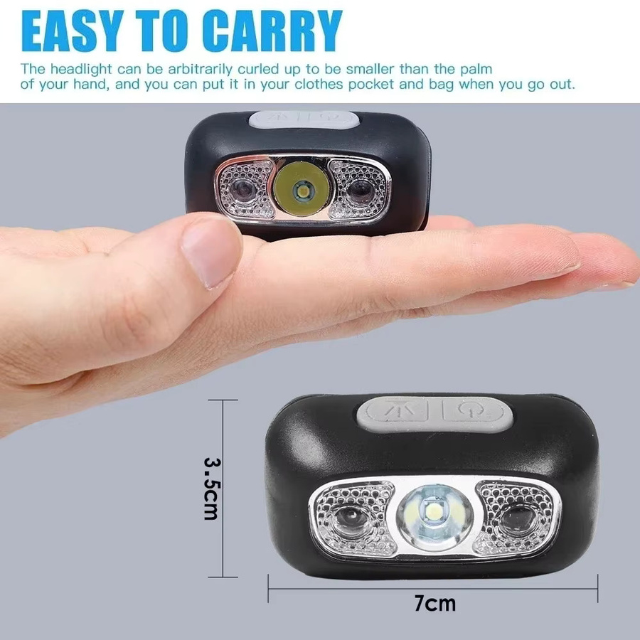 ZHIYU LED Stirnlampe mit Bewegungssensor, wiederaufladbare Taschenlampe in Schwarz - Bild 6
