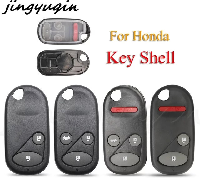 Jingyuqin Ersatz Remote Auto Schlüssel Shell Case Fob für Honda Civic Crv S2000 Accord Jazz Fit Odyssee, Farbe: Schwarz - Bild 1