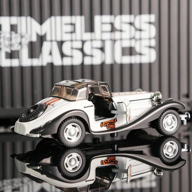 Linyi toy car Weißer Sommer-Oldtimer-Druckgusswagen, Roadster-Modell, 1:32, ab 14 Jahre - Bild 1