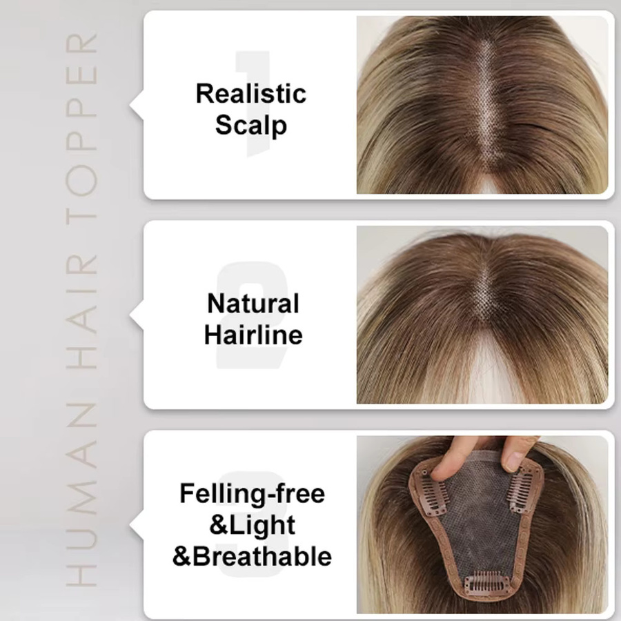 HAIRCUBE Clip-in-Haarteil, hellbraun blonde Ombre, 30,5 cm, 100 % Remy-Echthaar, Damen - Bild 5