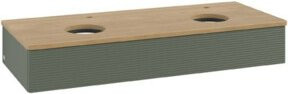 V&B Waschtischunterschrank Antao mit Frontstruktur in Eiche Honig, Wandmontage, Breite: 120 cm, Tiefe: 50 cm, Höhe: 19 cm - Bild 1