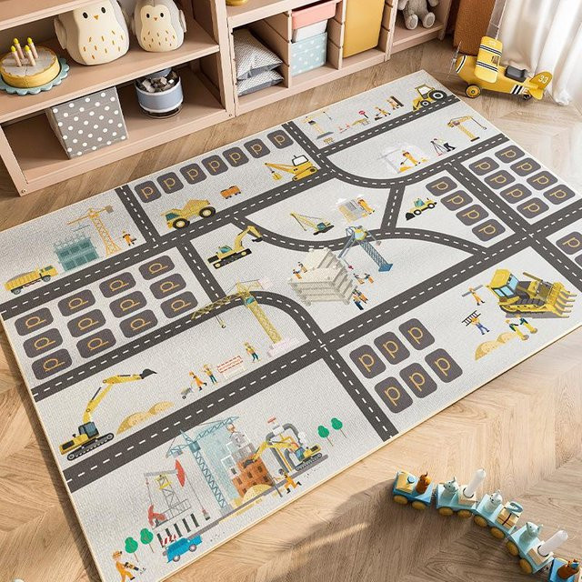 Lodestar Kinderzimmer Teppich mit Cartoon Auto Verkehr Design, rutschfest und schmutzabweisend, B/T: 120 x 80 cm - Bild 1