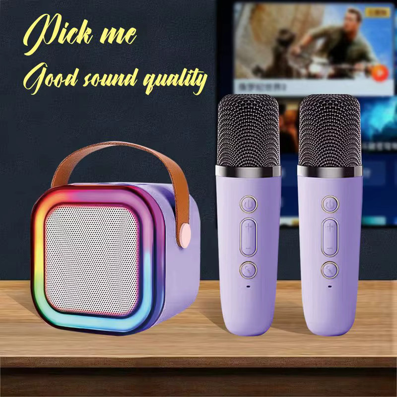 HLWL K12 Tragbare Mini-Karaokemaschine in Lila mit Bluetooth und kabellosem Mikrofon - Bild 2