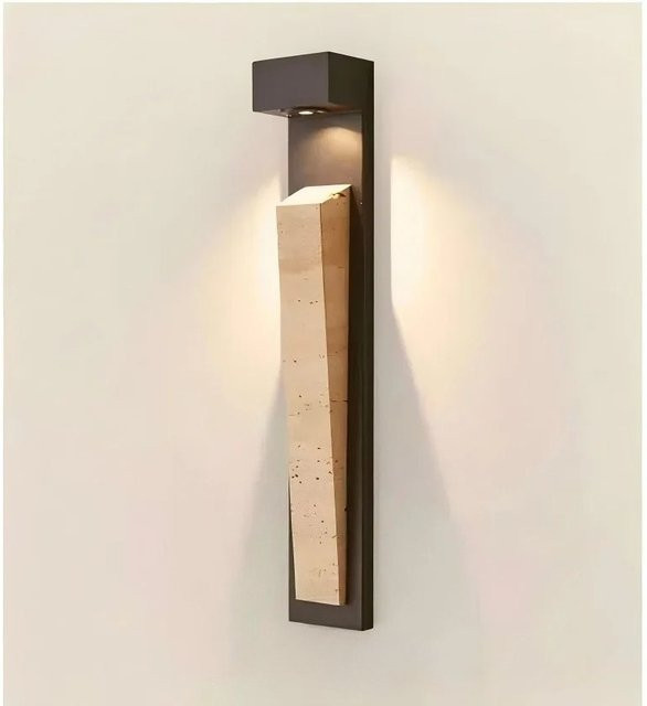 Pumous Moderne Lineare Wandleuchte Up-Down für Innen und Außen in Steinoptik, Wasserdichte Wandlampe in Schwarz oder Weiß mit Warmweißem Licht - Bild 1