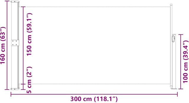 vidaXL Ausziehbare Seitenmarkise Grau, Höhe: 160 cm, Breite: 300 cm - Bild 2
