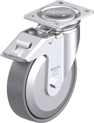 Blickle Stahlblech-Lenkrolle LUH-PO 200K-FI-ELS-FA in Silber, Rad-Durchmesser: 200 mm, Tragfähigkeit: 600 kg - Bild 1
