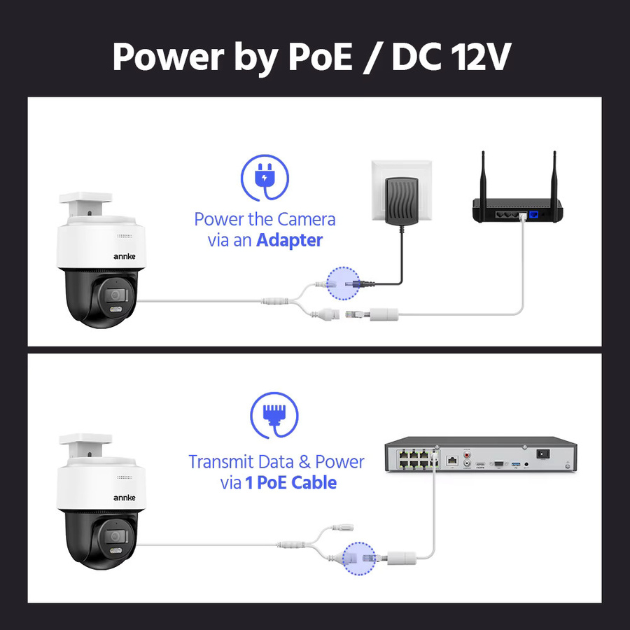 ANNKE CPT800 4K 8MP PT PoE IP-Sicherheitskamera mit 2-Wege-Audio, Auto-Tracking Lite, KI-Menschenerkennung und Smart Dual Light in Weiß - Bild 5