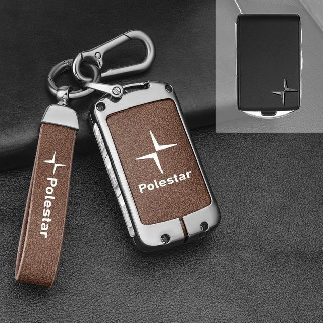 GearUp AutoMoto Schlüsselabdeckung für Polestar 1 und Polestar 2, Standard-Langstreckenschale mit Schnallenverschluss, Braun - Bild 1
