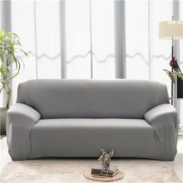 Elastischer Sofabezug mit geometrischem Design in Grau für Ecksofas und Sessel, Breite: 90-140 cm - Bild 1