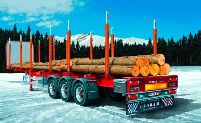 Italeri Timber Trailer / Logger Trailer, 1:24, Fahrzeuge, Rot - Bild 1