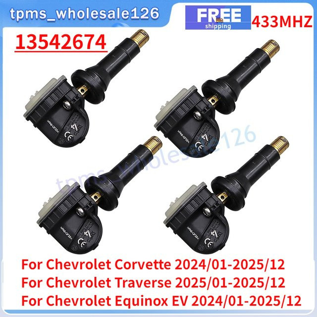 GANGLE TPMS Reifendruck-Monitor Sensor Set 433MHz für Chevrolet Camaro Corvette Equinox EV Silverado Suburban Traverse, Schwarz, 4er-Set - Bild 1