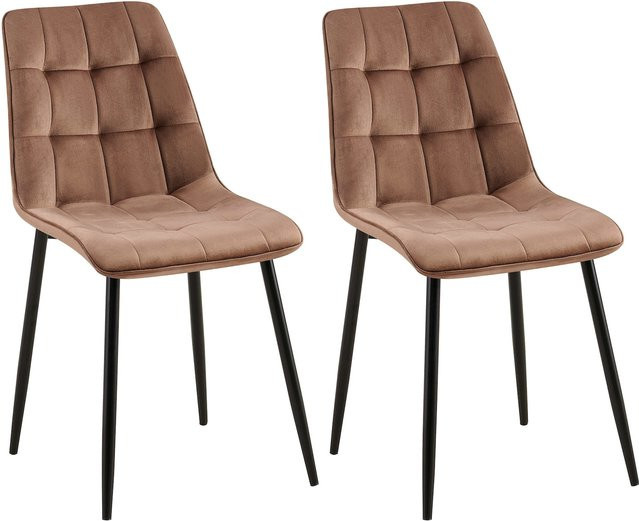 CLP 2er Set Esszimmerstühle Gifford Polsterstühle mit Samtbezug und Rückenlehne in modernem Design - Bild 1
