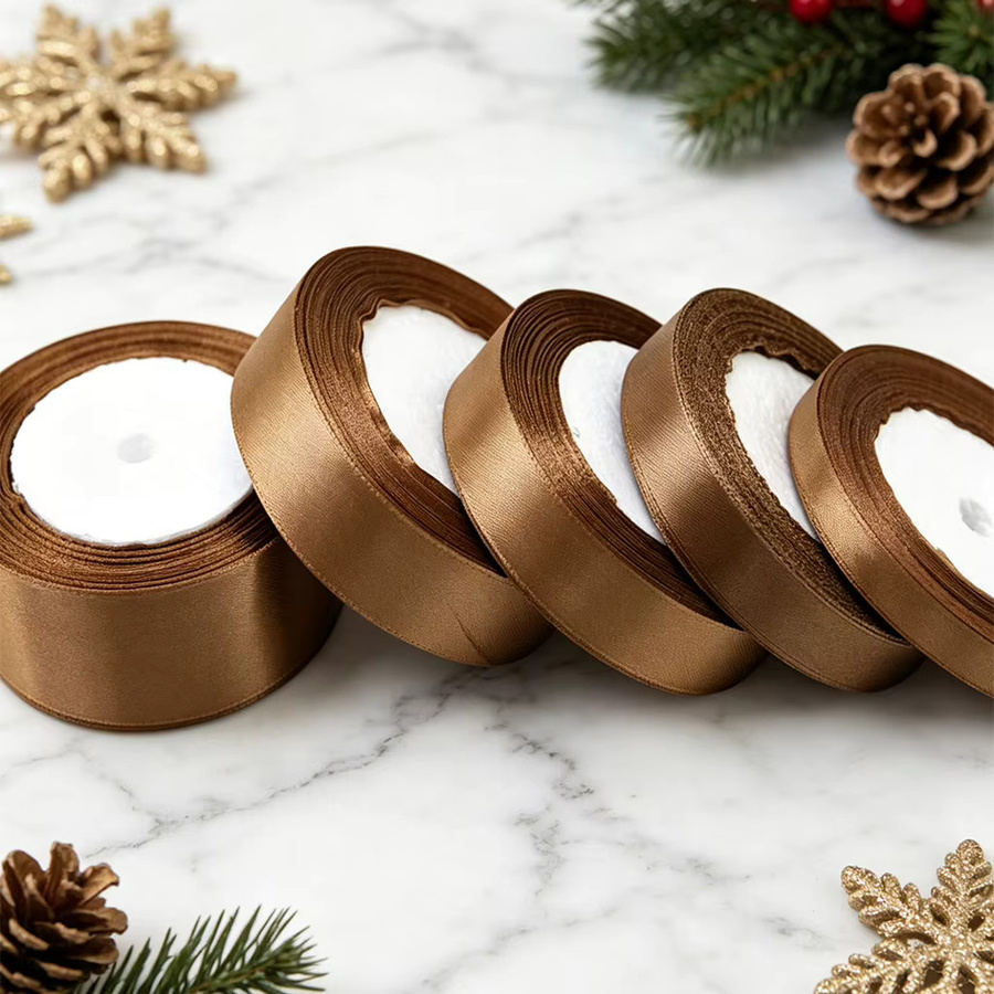 RIBBON HOUSE Einseitiges Kaffeeband in Braun für Geschenkboxen und Weihnachtsdekoration, 25 Yards pro Rolle - Bild 4