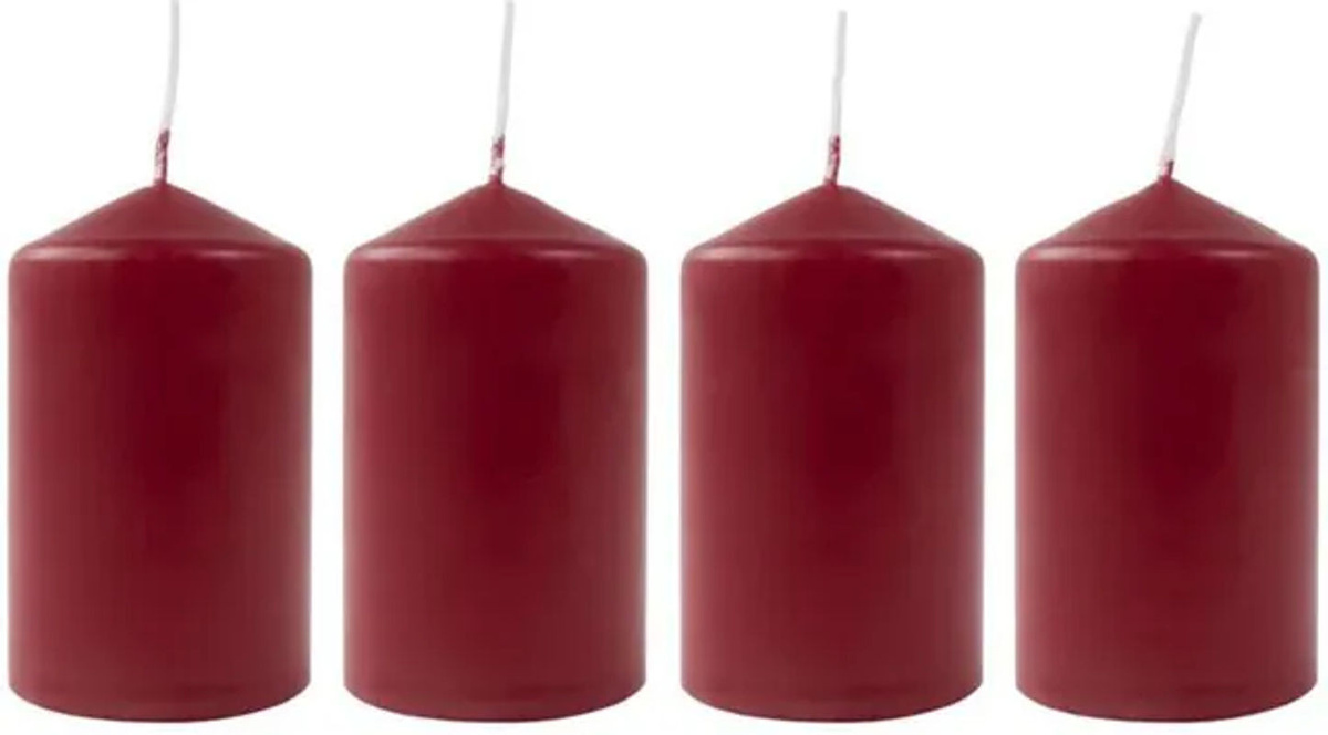 Buri Adventskranzkerzen Bordeaux 4er-Set rote Stumpenkerzen aus Wachs, Durchmesser: 5 cm, Höhe: 8 cm - Bild 1