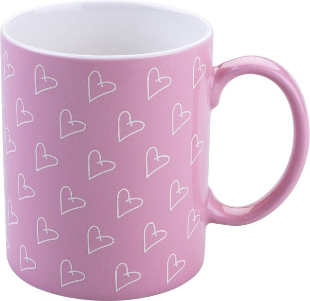 Paris Hilton Tasse mit Herz-Design in Pink und Weiß, 350 ml - Bild 1
