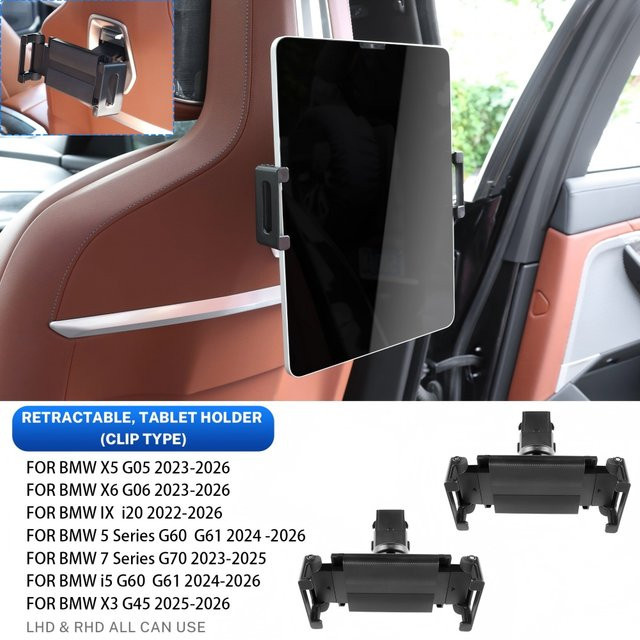 KUNGKIC 2er-Set Rücksitz-Halterung für iPad und Smartphone passend für BMW iX i5 G60 G05 G06 G61 X3 X5 X6 5er 7er Serie 2025 G45 in Schwarz - Bild 1