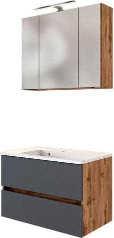 HELD MÖBEL Waschtisch-Set LUCCA in Grau und Weiß, 4-teilig, modern und wandmontiert - Bild 1