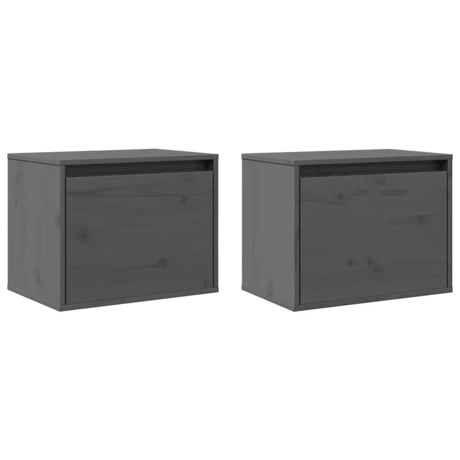vidaXL Wandschränke aus Massivholz Kiefer, 2er-Set, Grau, B/T/H: 45 x 30 x 35 cm - Bild 2