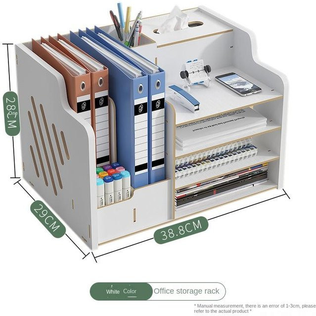 BEYIII2 Dokumentenbox aus Holz und Kunststoff in Weiß zur Aufbewahrung von Ordnern und Büchern für Büro und Schule - Bild 1