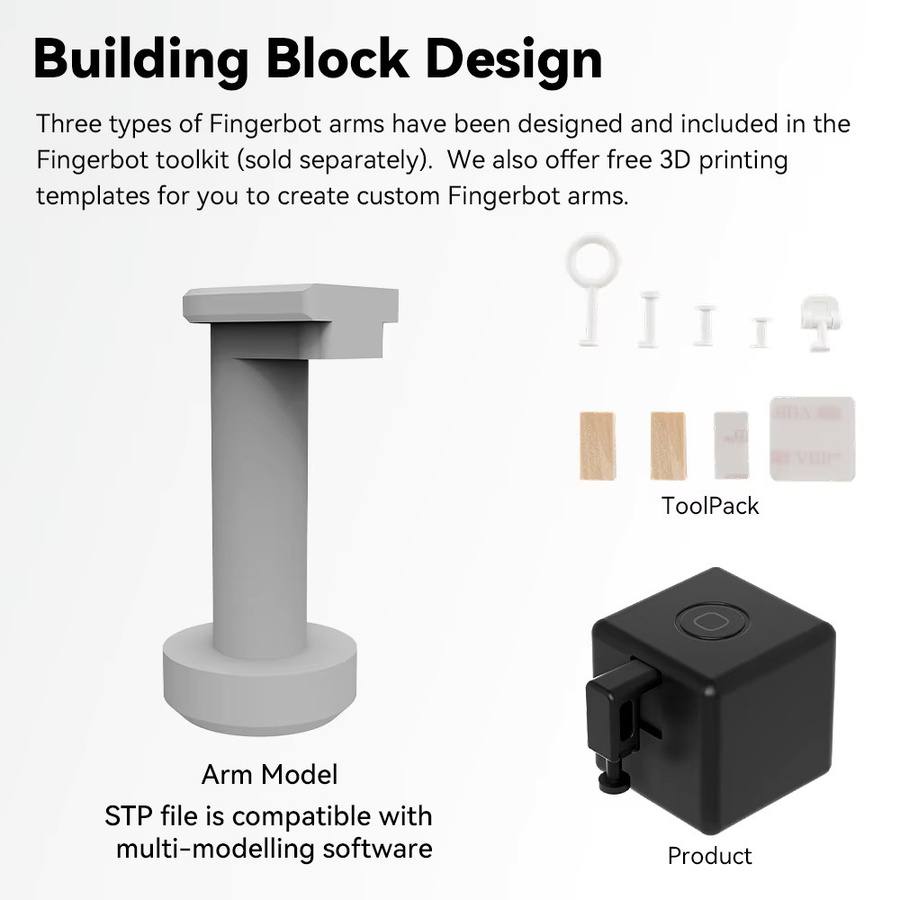 Vivilife Fingerbot Plus Smart Button Pusher 3D DIY Fernbedienungsroboter in Schwarz für Tuya Zigbee WiFi Bluetooth mit Alexa und Google Sprachsteuerung (Hub erforderlich) - Bild 3