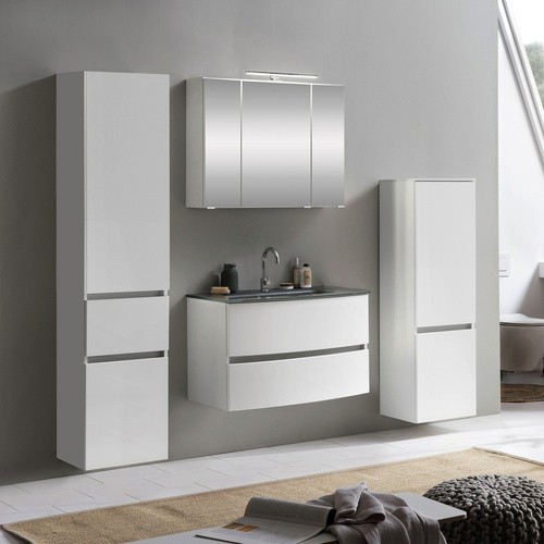 HELD MÖBEL Waschtisch-Set KOPENHAGEN in Weiss, 7-teilig, modern mit LED-Beleuchtung und Soft-Close-Türen, B/T/H: 180 x 40 x 35 cm - Bild 2