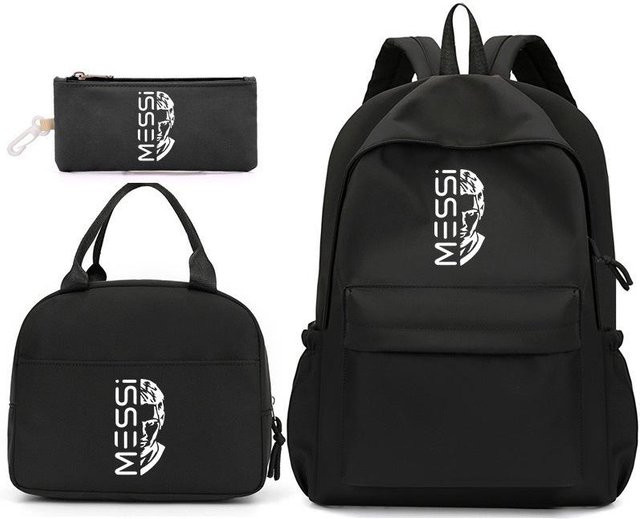 3-teiliges Schulrucksack-Set in Schwarz aus Oxford-Stoff mit großem Fassungsvermögen inklusive Federmäppchen und Schultergurt - Bild 1