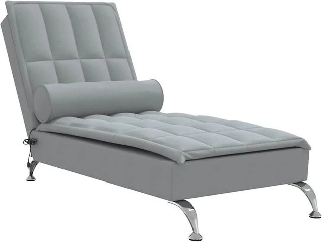 vidaXL Massage-Chaiselongue in Hellgrau mit verstellbarer Nackenrolle, USB-Ladefunktion und Schaumstoffpolsterung - Bild 1