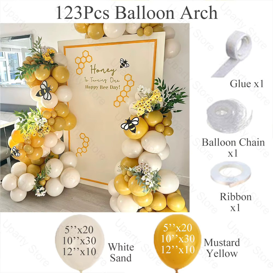 Boho Luftballon-Girlande in Senfgelb, Weiß und Beige für Geburtstagsdekorationen und Babypartys - Bild 2
