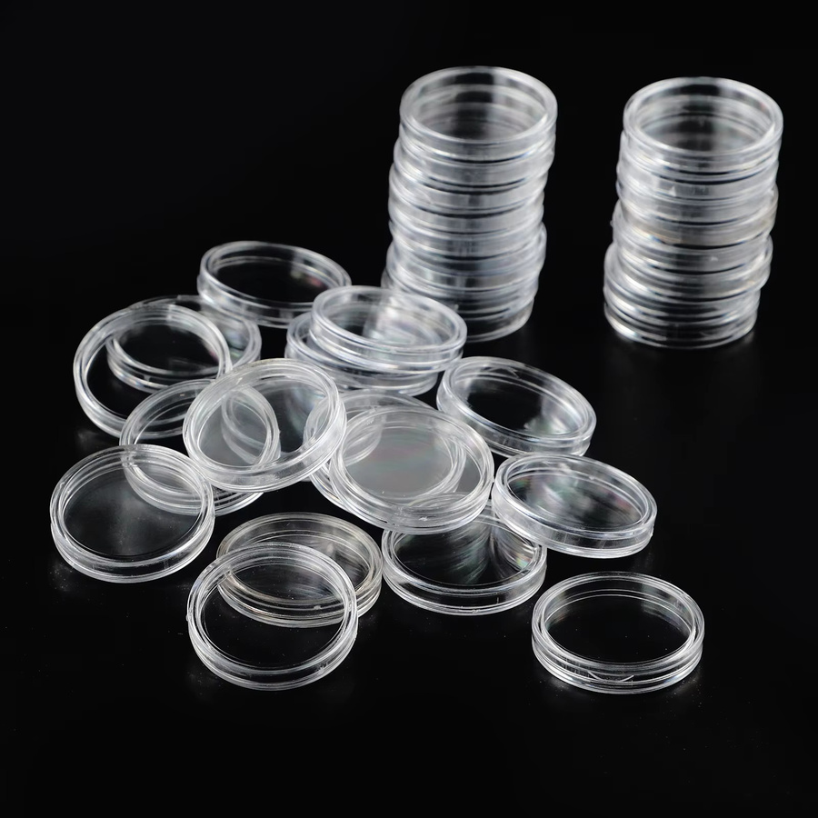 Vibratite 100 Stück Runde Münzhalter aus Kunststoff in Transparent, Durchmesser: 26 mm - Bild 2