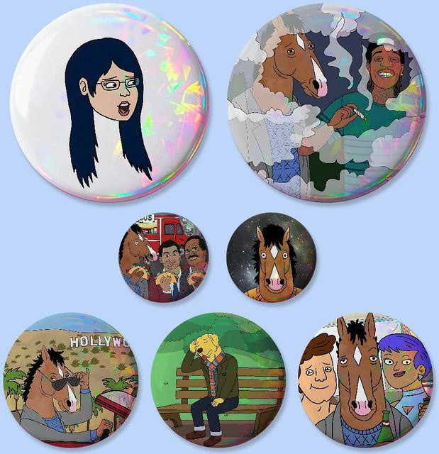 Bojack Horseman Anstecknadeln Set, Runde Metall-Broschen in Multicolour für Fans und Sammler - Bild 1