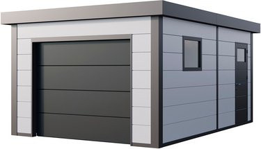 Telluria Garage Classico aus verzinktem Stahl in Weiß, B/T: 358 x 538 cm - Bild 1