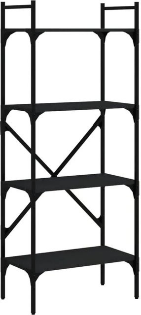 vidaXL Bücherregal mit 4 Fächern in Schwarz aus Holzwerkstoff und Metall, B/T/H: 56 x 31,5 x 138,5 cm - Bild 1