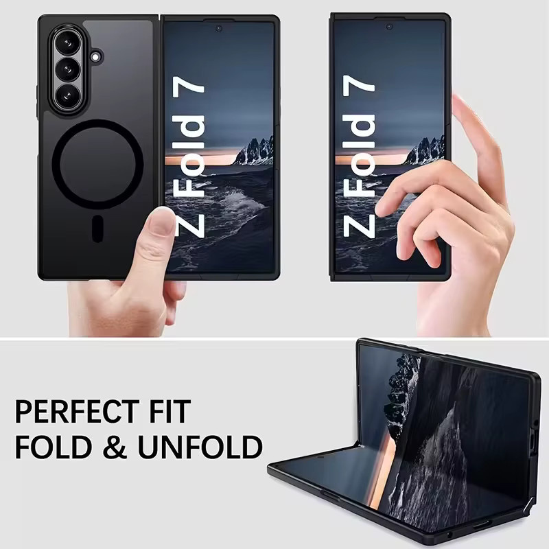 UYUXIO Matte magnetische Handyhülle für Samsung Galaxy Z Fold 7 in Schwarz und Transparent mit vollständiger Abdeckung - Bild 4