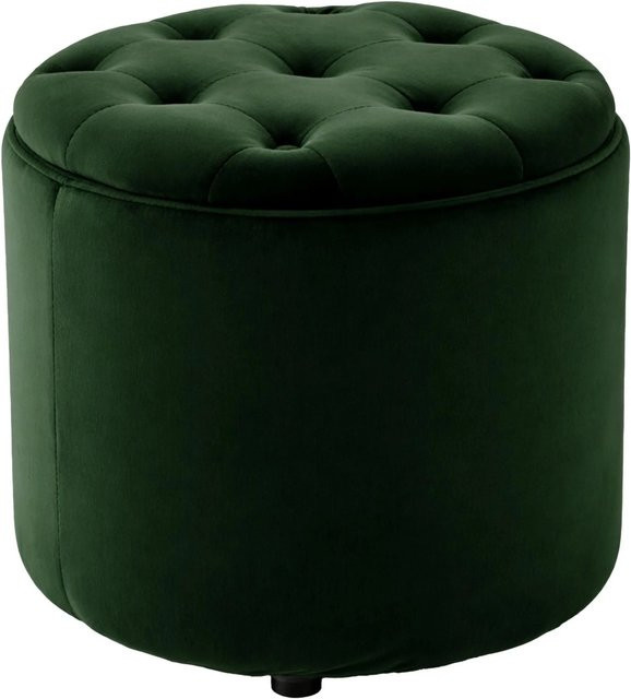 CLP Sitzhocker Pantin Chesterfield aus Samt in Grün, B/T/H: 44 x 44 x 42 cm - Bild 1