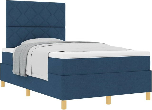 vidaXL Boxspringbett mit Matratze und Kopfteil in Blau, B/T/H: 120 x 200 x 280 cm - Bild 1