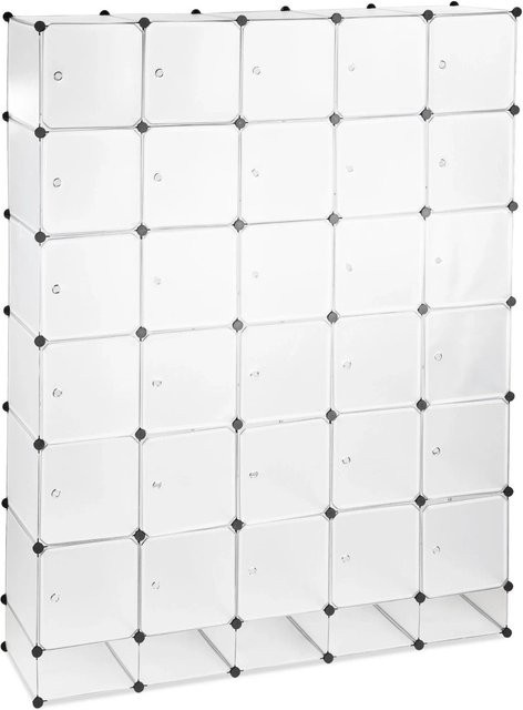 Relaxdays Kleiderschrank Stecksystem aus Kunststoff und Metall, transparent, erweiterbar, B/T/H: 234 x 180 x 46,5 cm - Bild 1