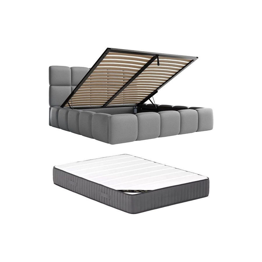 Pascal Morabito Bett mit Bettkasten Damado in Grau mit Leder-Optik, B/T: 140 x 190 cm - Bild 2