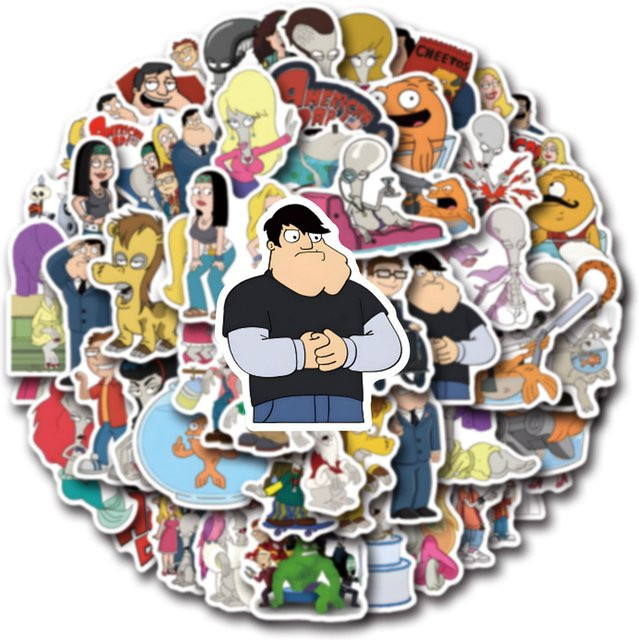 Bandai American Dad Dekorative Aufkleber, 55-teiliges Set, Bunt / Mehrfarbig - Bild 1