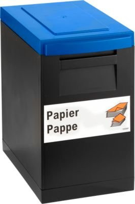 Modul-Sammelbox WSB Nord Sued, schwarz mit blauem Klappdeckel und Griffen, B/T/H: 35,0 x 30,0 x 20,0 cm - Bild 1